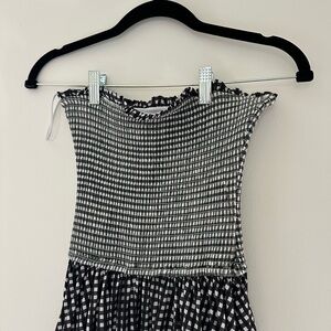 Caroline Constas Black and White Checkered Strapless Dress